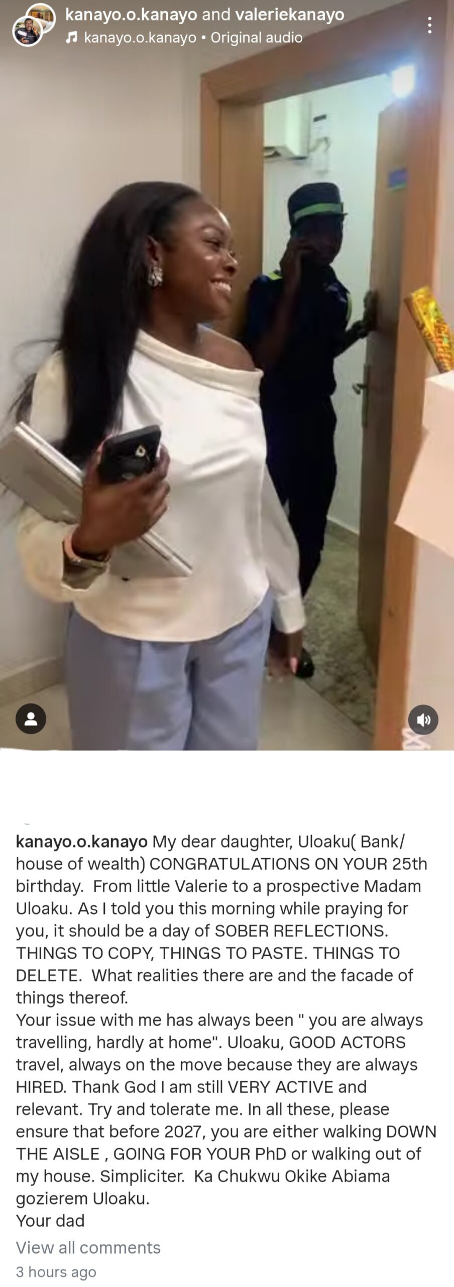 "By 27, Get Married, Earn PhD, Or Leave My House'" - Kanayo Tells Daughter On 25th Birthday