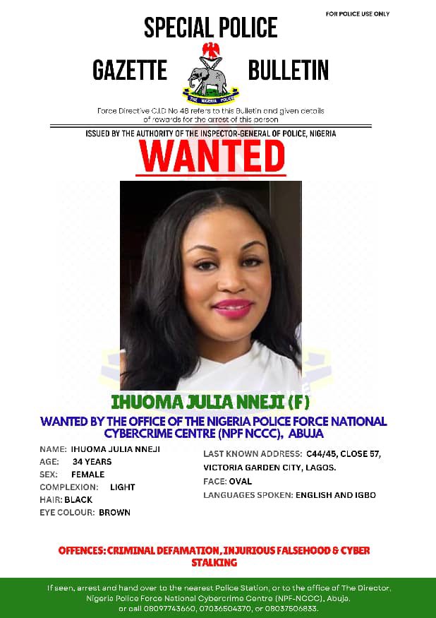 Police Declares Billionaire Daughter, Ihuoma Nneji Wanted Amid Feud With VeryDarkMan 6 Police Declares Billionaire Daughter, Ihuoma Nneji Wanted Amid Feud With VeryDarkMan