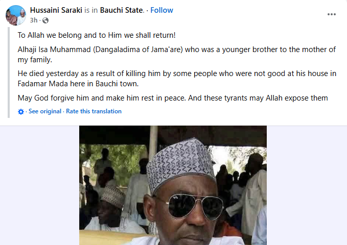 Police Arrest Suspect For Brutal Killing Of Former LG Chairman In Bauchi