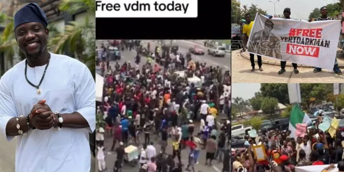 Nigerians Stages Protest In Abuja, Demands VeryDarkMan's Release By EFCC [Video]