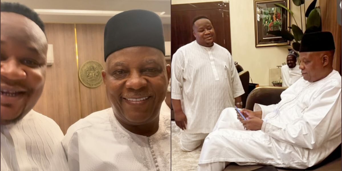 "Na My Papa Be This" - Cubana Chief Priest Says As He Kneels Before VP Shettima [Video]