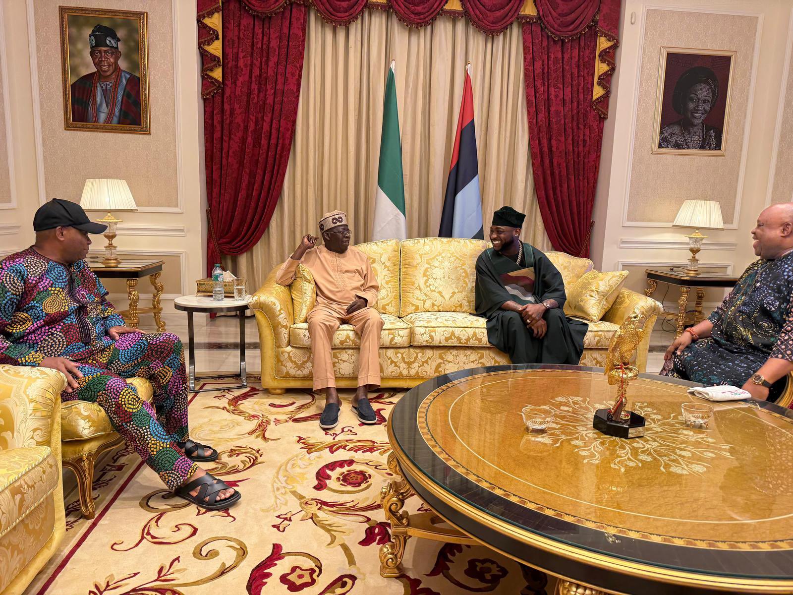 President Tinubu Hosts Davido With His Father Deji Adeleke And Governor Adeleke [Photos]