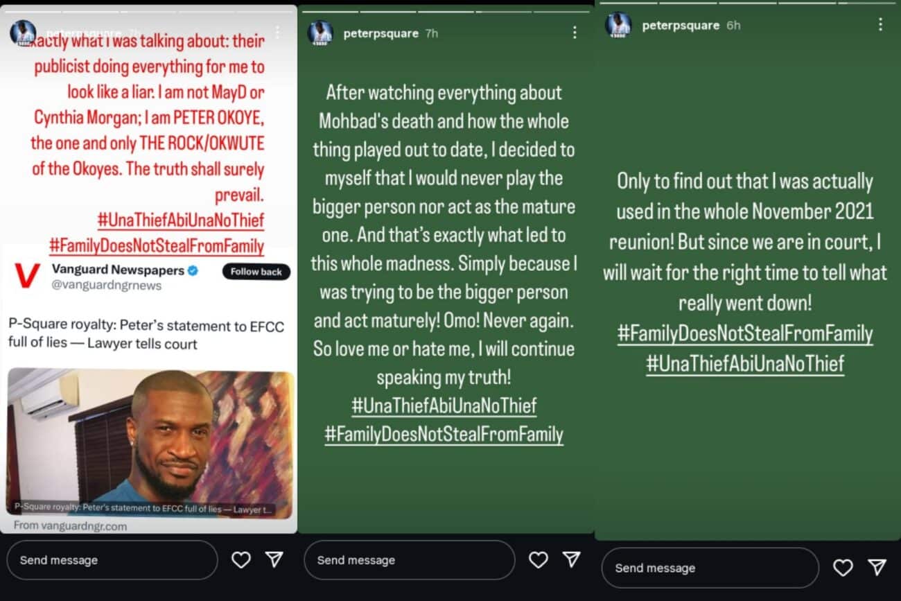 “Una Thief Abi Una No Thief?” – Peter Okoye Accuses Paul And Jude Of Painting Him As A Liar