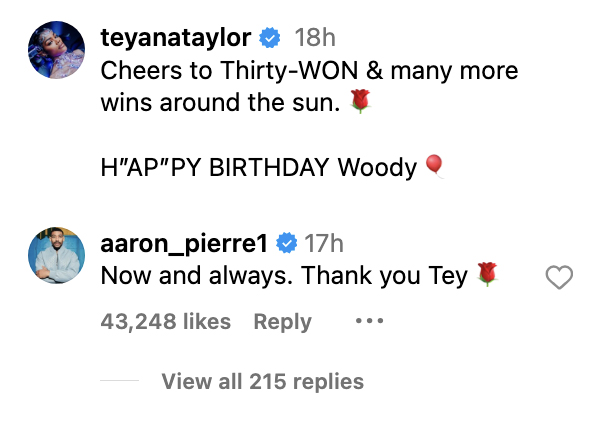 Teyana Taylor And Aaron Pierre Confirm Romance With A Kiss On His 31st Birthday
