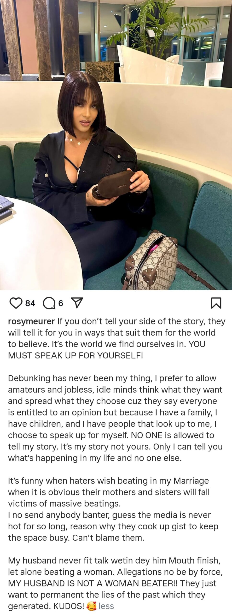 Rosy Meurer Reacts To Allegations Of Domestic Abuse By Husband Olakunle Churchill