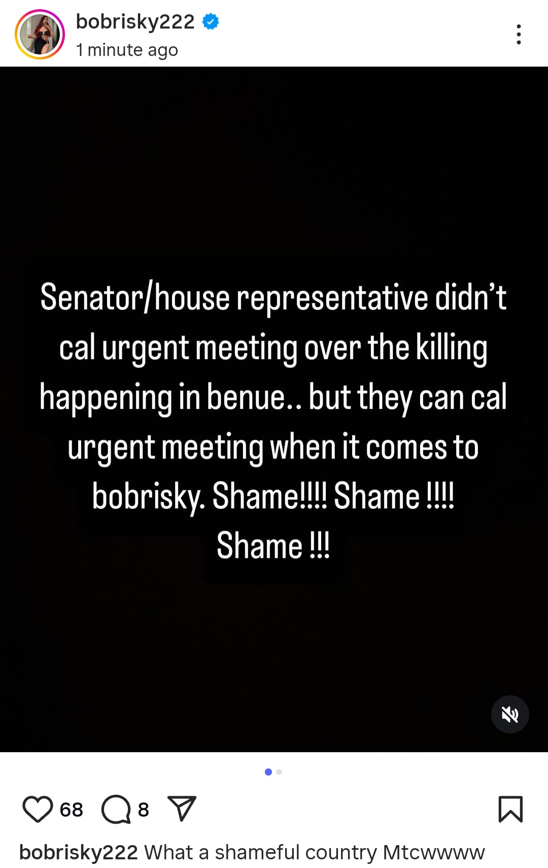Bobrisky Blasts Politicians For Ignoring Benue Killings While Prioritizing His Case