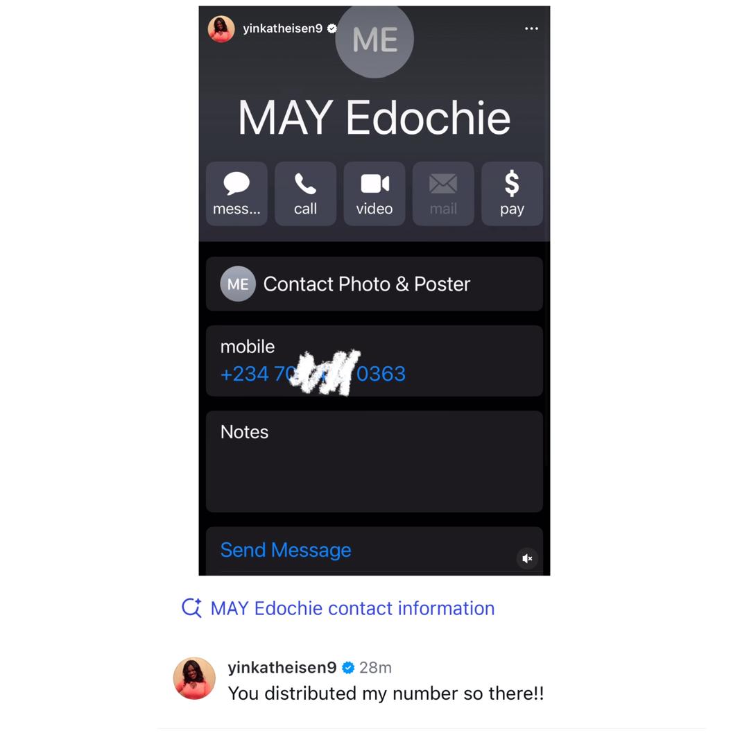 Linc Edochie’s New Wife, Yinka Releases May Edochie’s Phone Number To Fans