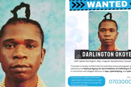 NAPTIP Declares Speed Darlington Wanted Over Alleged Rape, Cyberbullying