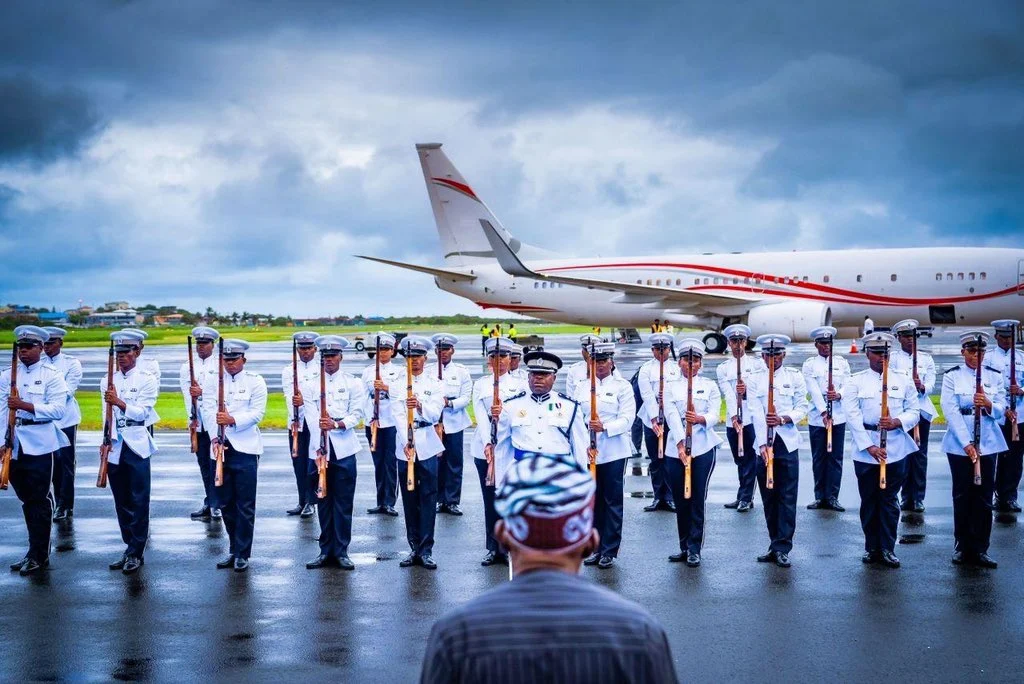 President Tinubu Arrives In Saint Lucia For State Visit [Photos]