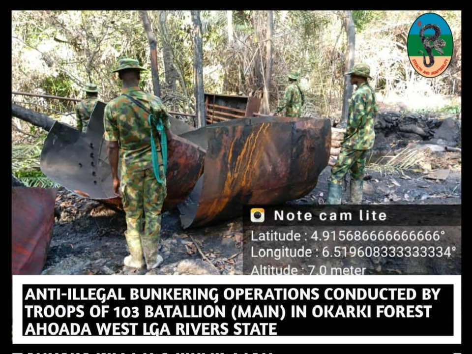 Troops Crack Down on Oil Thieves in Niger Delta, Arrest 46 and Destroy 23 Illegal Refineries 1