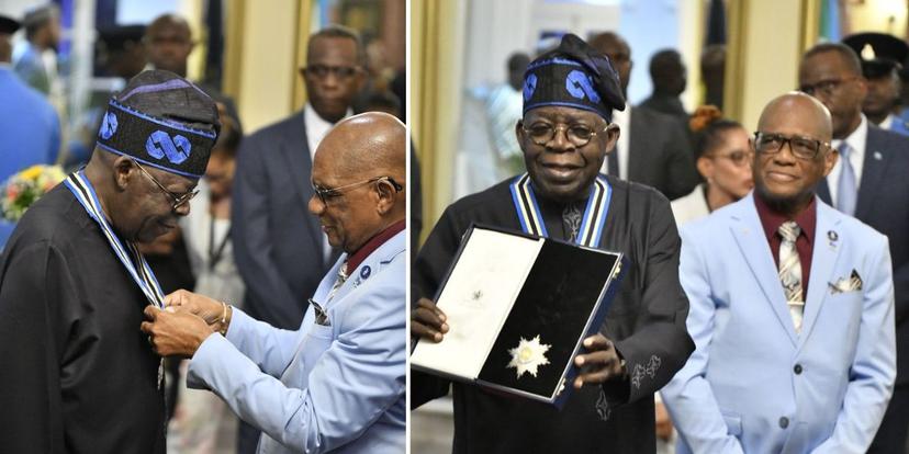 Tinubu Conferred With Knight Commander Of The Order Of Saint Lucia [Photos]