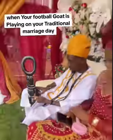 Nigerian Groom Seen Watching Football During His Traditional Wedding [Video]