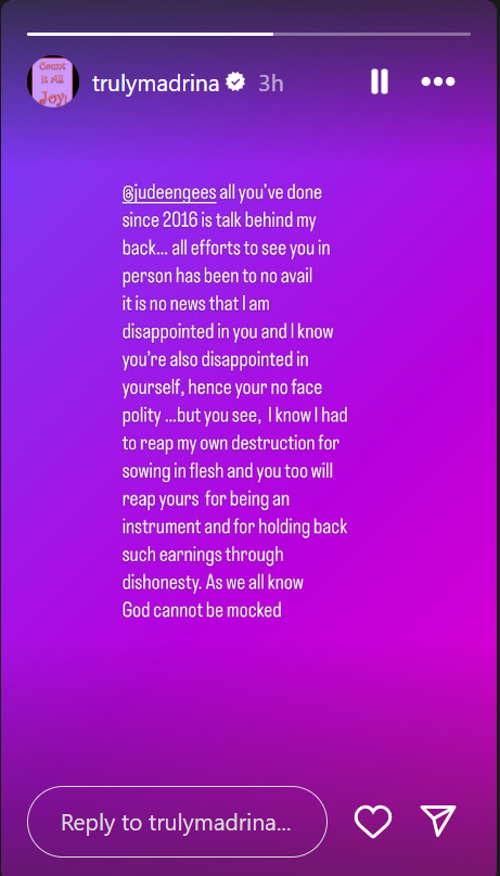 “God Cannot Be Mocked” - Cynthia Morgan Tackles Jude Okoye