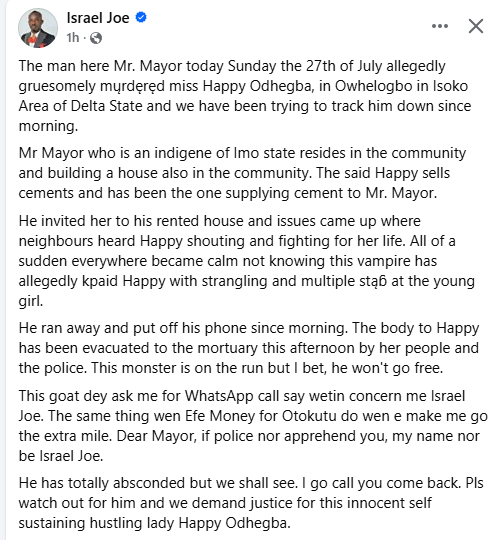 Nigerian Man Allegedly Stabs Lady To Death After Inviting Her To His House [Photos]