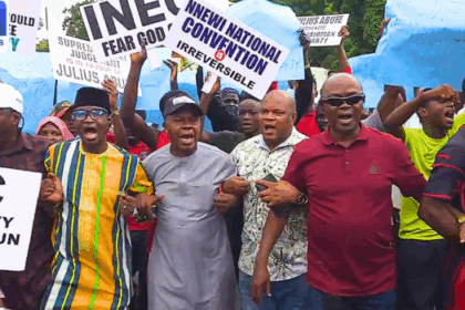 Abure-Led Labour Party Faction Protest At INEC Headquarters Over Excluded Candidates