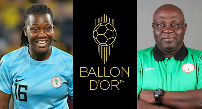 Super Falcons Goalie Chiamaka Nnadozie, Coach Justine Madugu Nominated For Ballon d’Or