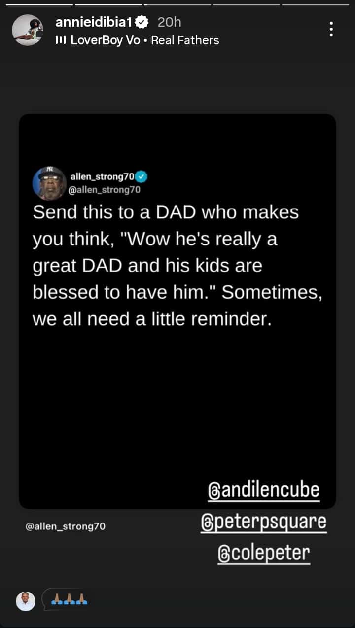 Annie Idibia Snubs 2Face As She Celebrate Three Great Dads Including Peter Okoye 2 Annie Idibia Snubs 2Face As She Celebrate Three Great Dads Including Peter Okoye