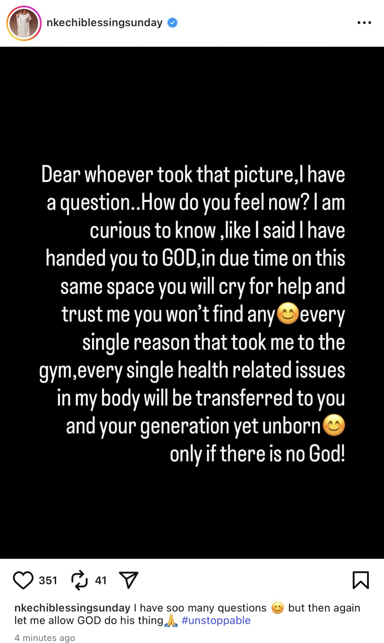 Nkechi Blessing Lay Curses On Gym-Goer Over Leaked Photo Amid Health Issues