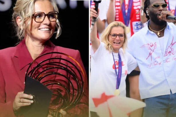 Burna Boy Reacts As Sarina Wiegman Asks Him For A Dance After Ballon d’Or Win ![Video]