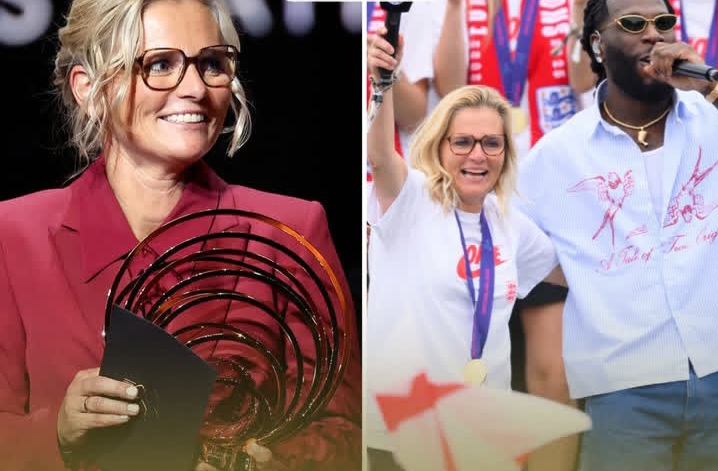 Burna Boy Reacts As Sarina Wiegman Asks Him For A Dance After Ballon d’Or Win ![Video]