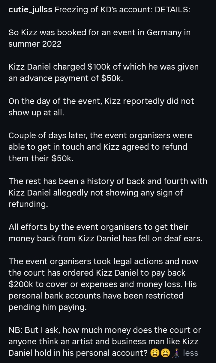 Court Orders Freeze Of Kizz Daniel’s Bank Accounts, Directs Him To Pay €200,000 2 Court Orders Freeze Of Kizz Daniel’s Bank Accounts, Directs Him To Pay €200,000