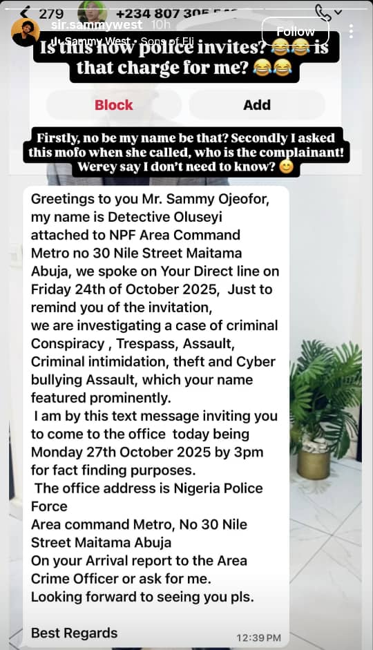 Regina Daniels’ Brother Reacts After FCT Police Summoned Him Through WhatsApp