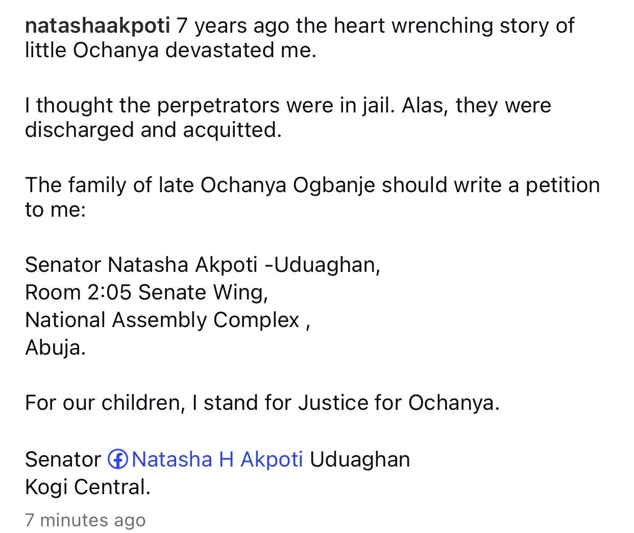 Senator Natasha Akpoti Vows To Seek Justice For Late Rape Victim, Ochanya Ogbanje 2 Senator Natasha Akpoti Vows To Seek Justice For Late Rape Victim, Ochanya Ogbanje