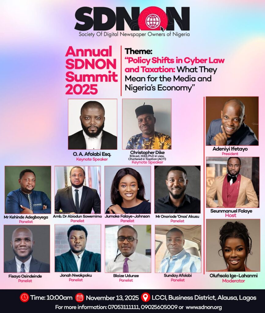 SDNON Summit 2025 to Spotlight Cyber Law and Taxation Reforms Shaping Nigeria’s Digital Media