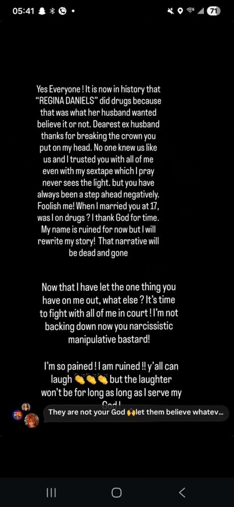 “When I Married You at 17, Was I On Drugs? You Tried to Destroy Me” - Regina Daniels Accuses Ned Nwoko of Lies, Control, and Abuse 5