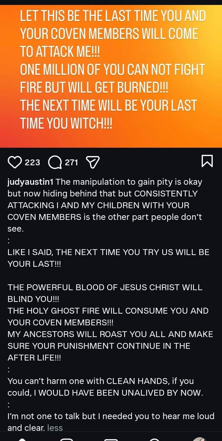 Judy Austin Slams Witch And Her Coven Members For Targeting Her Family 2 Judy Austin Slams Witch And Her Coven Members For Targeting Her Family