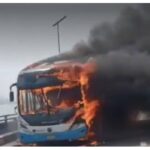 BRT Bus Catches Fire On Third Mainland Bridge [Video]