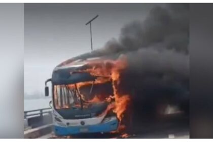 BRT Bus Catches Fire On Third Mainland Bridge [Video]