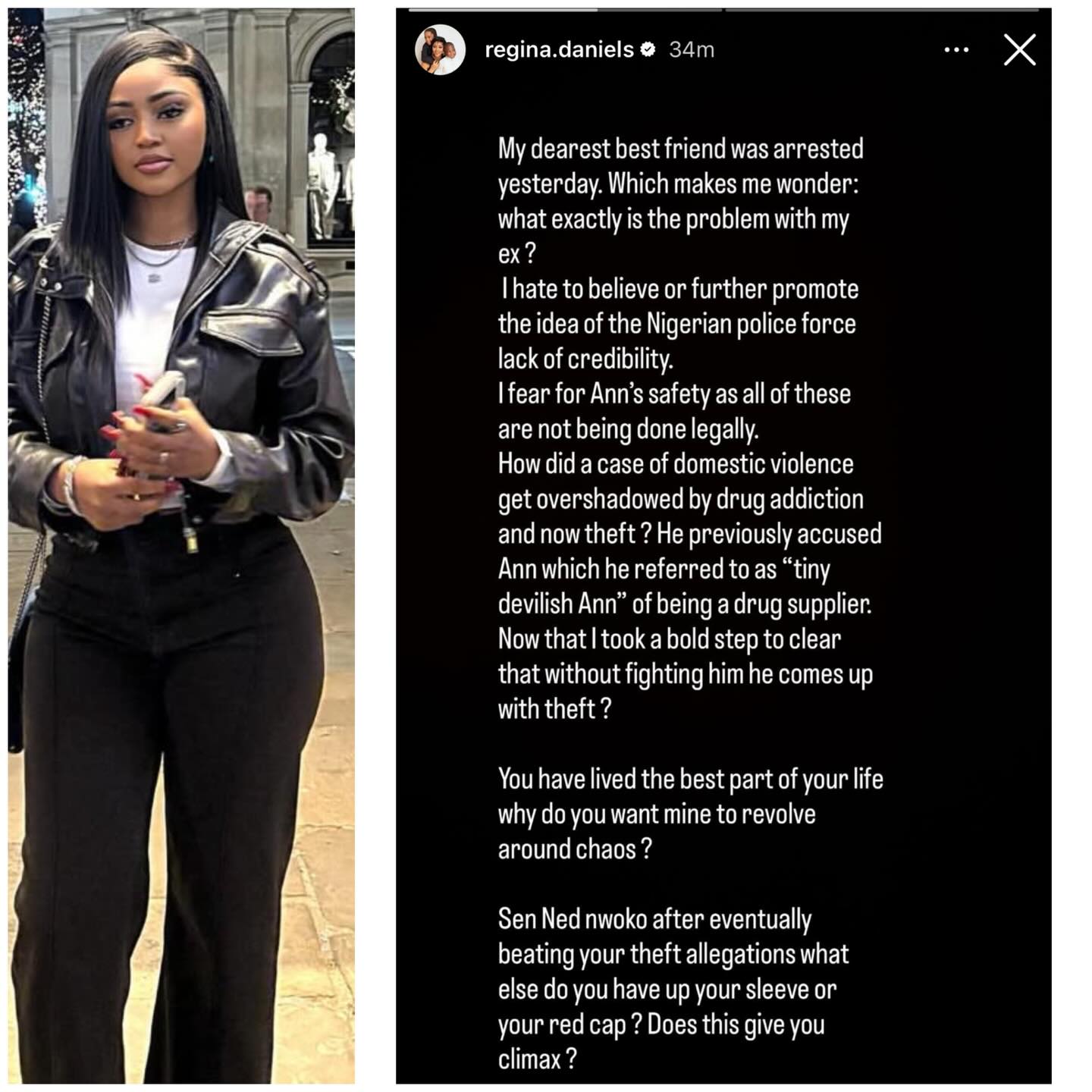 Regina Daniels Accuses Ned Nwoko Of Arresting Her Best Friend Over Alleged Theft