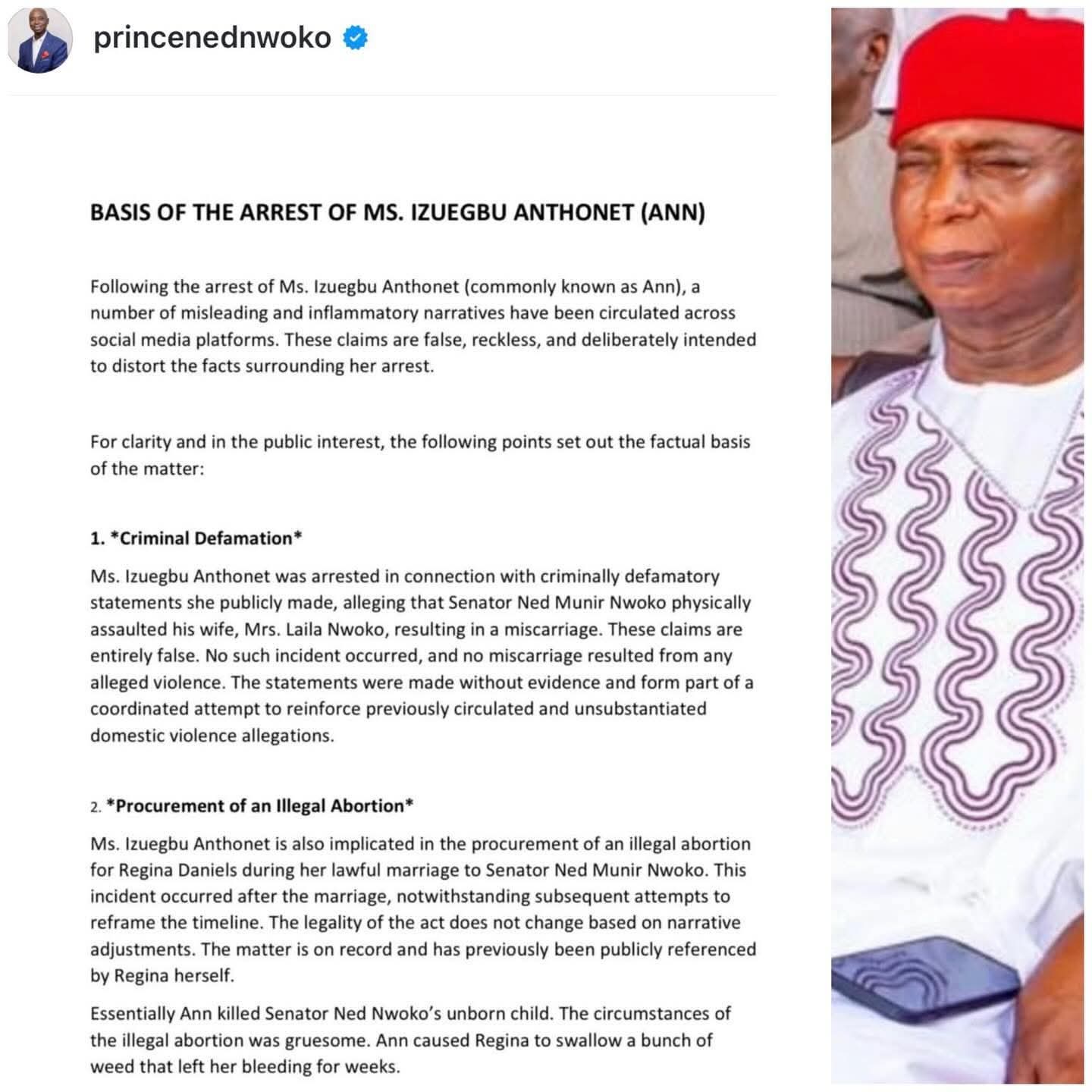 Regina Daniels' Friend Was Arrested For Killing My Unborn Child - Ned Nwoko