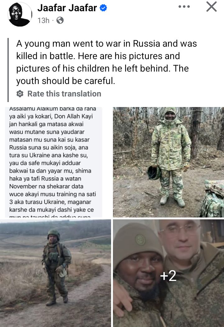 Nigerian Man Killed In Battle Field While Fighting For Russia Against Ukraine