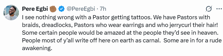 I See Nothing Wrong With Pastor Kingsley Okonkwo Getting A Tattoo - Pere Egbi