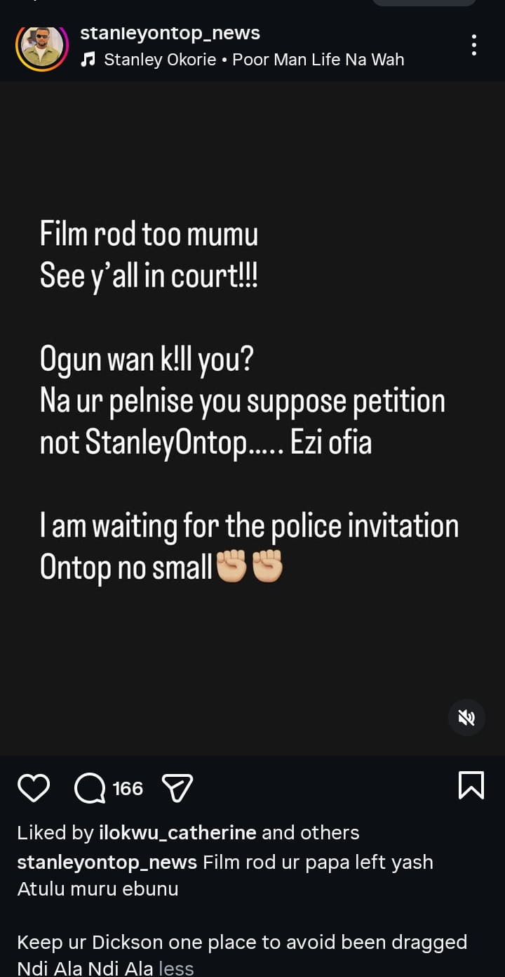 Stanley Ontop Reacts As Frederick Leonard Reports Him To Police Over Alleged Defamation