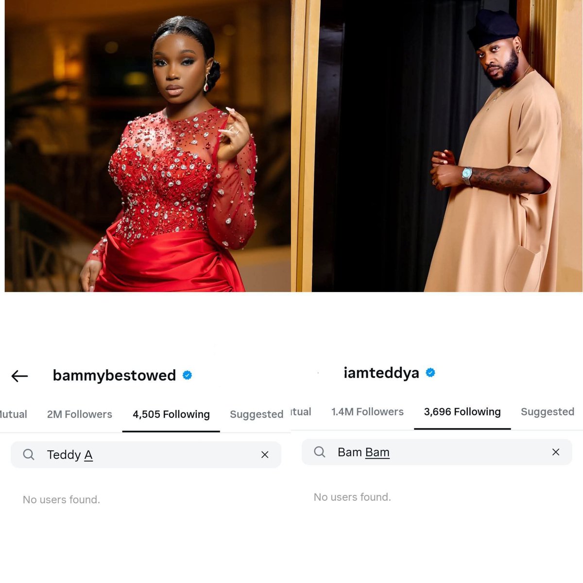 Teddy A And Bambam Unfollow Each Other Amid Rumoured Marriage Crisis