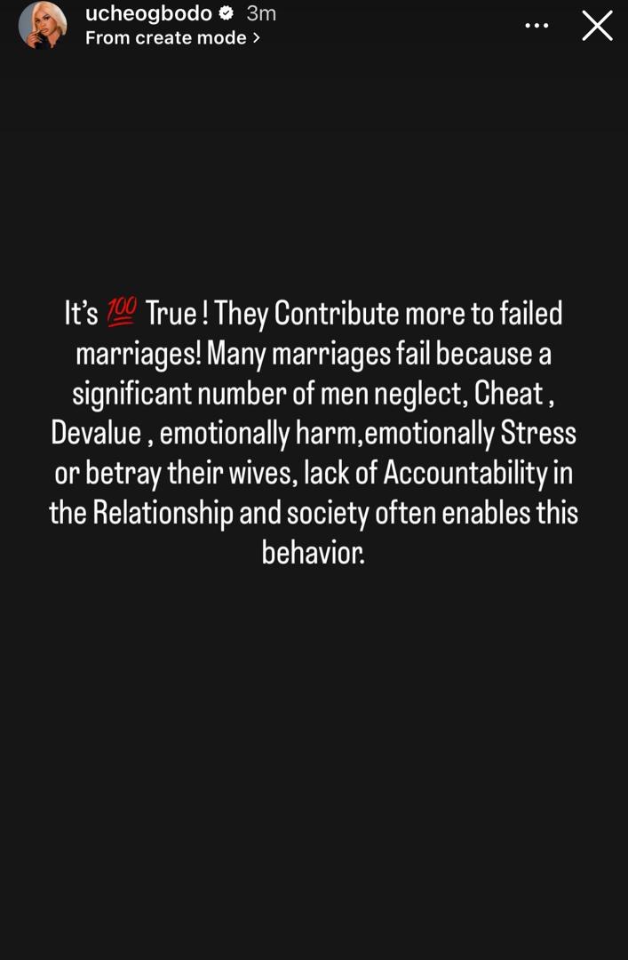 Actress Uche Ogbodo Reveals Why Men Are 95% Responsible For Failed Marriages