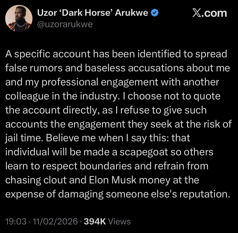 Uzor Arukwe Vows To Sue Those Linking Him To Bambam’s Marriage Crisis With Teddy A