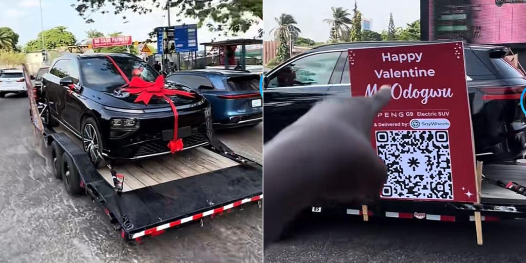 "Happy Valentine’s My Odogwu” – Woman Surprises Husband With New Car [Video]