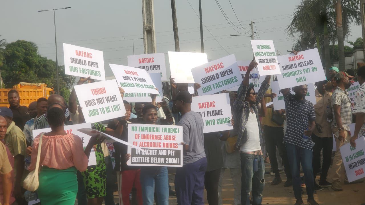 Distillers Protest ‘Sealing Of Companies’ Over Sachet Alcohol Ban [Photos]