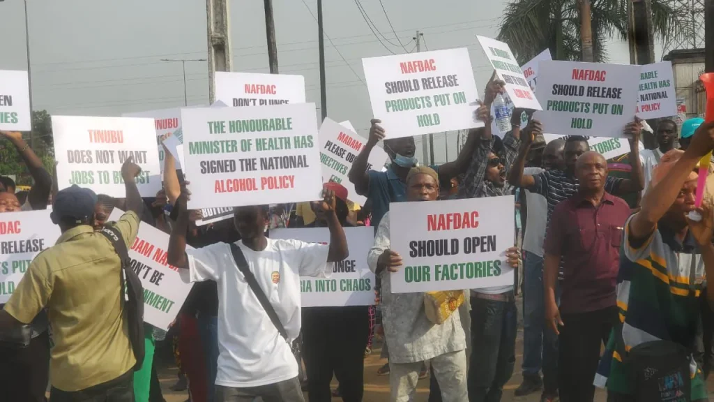 Distillers Protest ‘Sealing Of Companies’ Over Sachet Alcohol Ban [Photos]