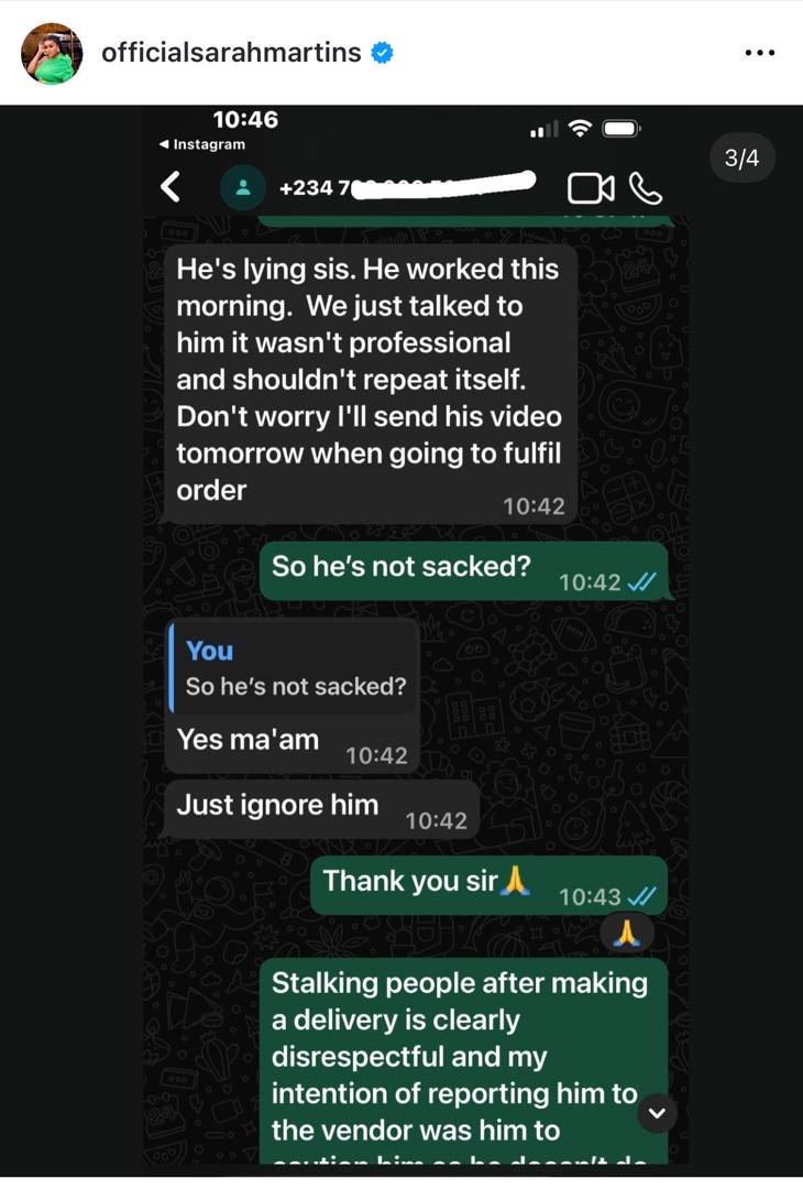 Actress Sarah Martins Slams Dispatch Rider For Professing Love To Her After Delivery 6 Actress Sarah Martins Slams Dispatch Rider For Professing Love To Her After Delivery