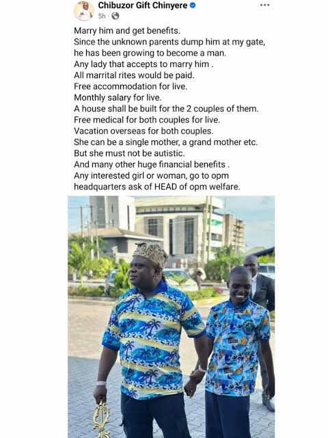 Apostle Chinyere Apologises After Backlash Over Marriage Plan For Autistic Son