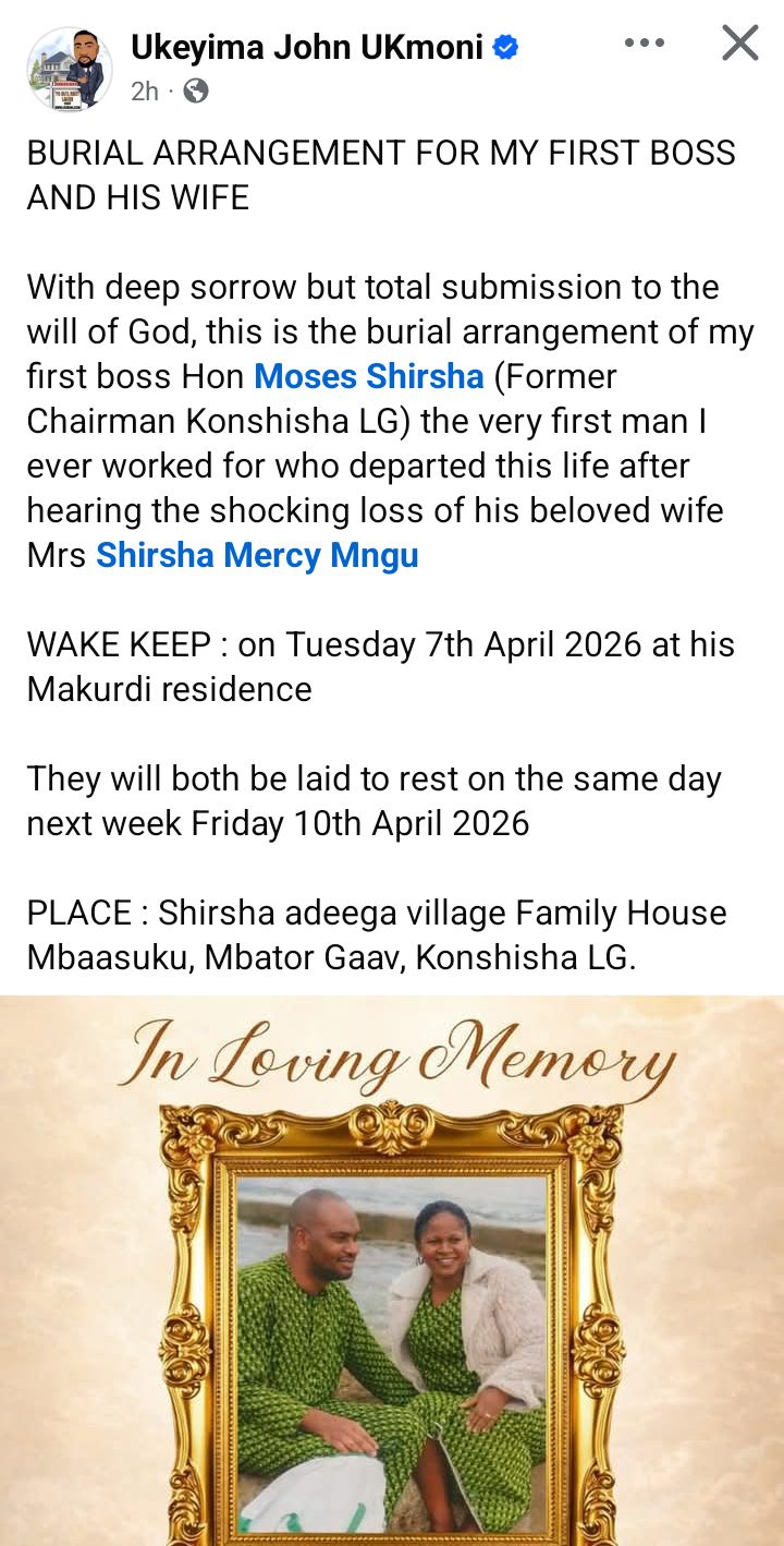 Former Benue LG Chairman Slumps And Dies Four Days After His Wife’s Death