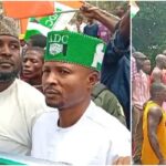 Nafiu Bala's Faction Protest At INEC Headquarters Over ADC Chairmanship Dispute