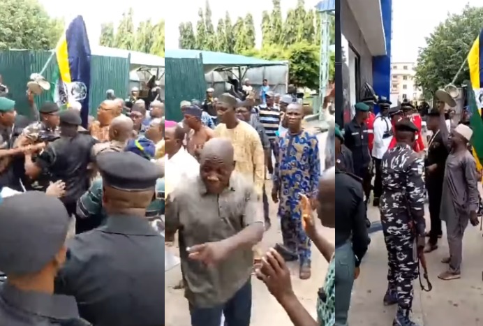Retired Police Officers Protest At Force Headquarters Over Delayed Pension Payments