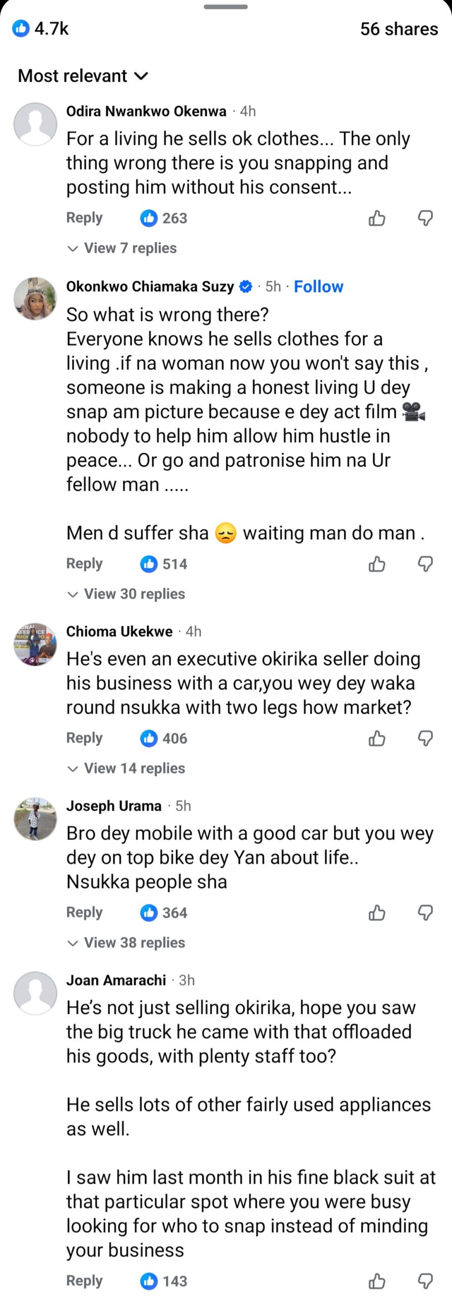 Outrage As Man Shares Photo Of Actor Sylvester Madu Selling Clothes And Eating On Bushy Road