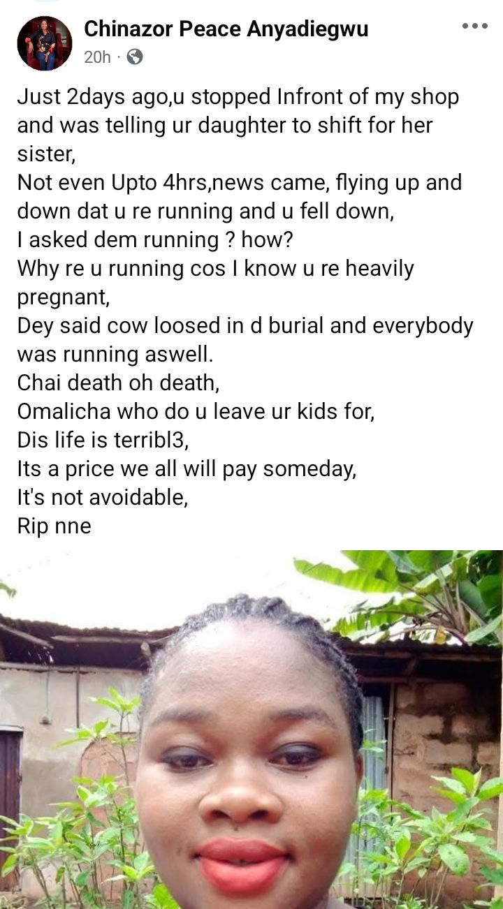 Pregnant Woman Falls And Dies While Fleeing From Cow During Burial In Anambra